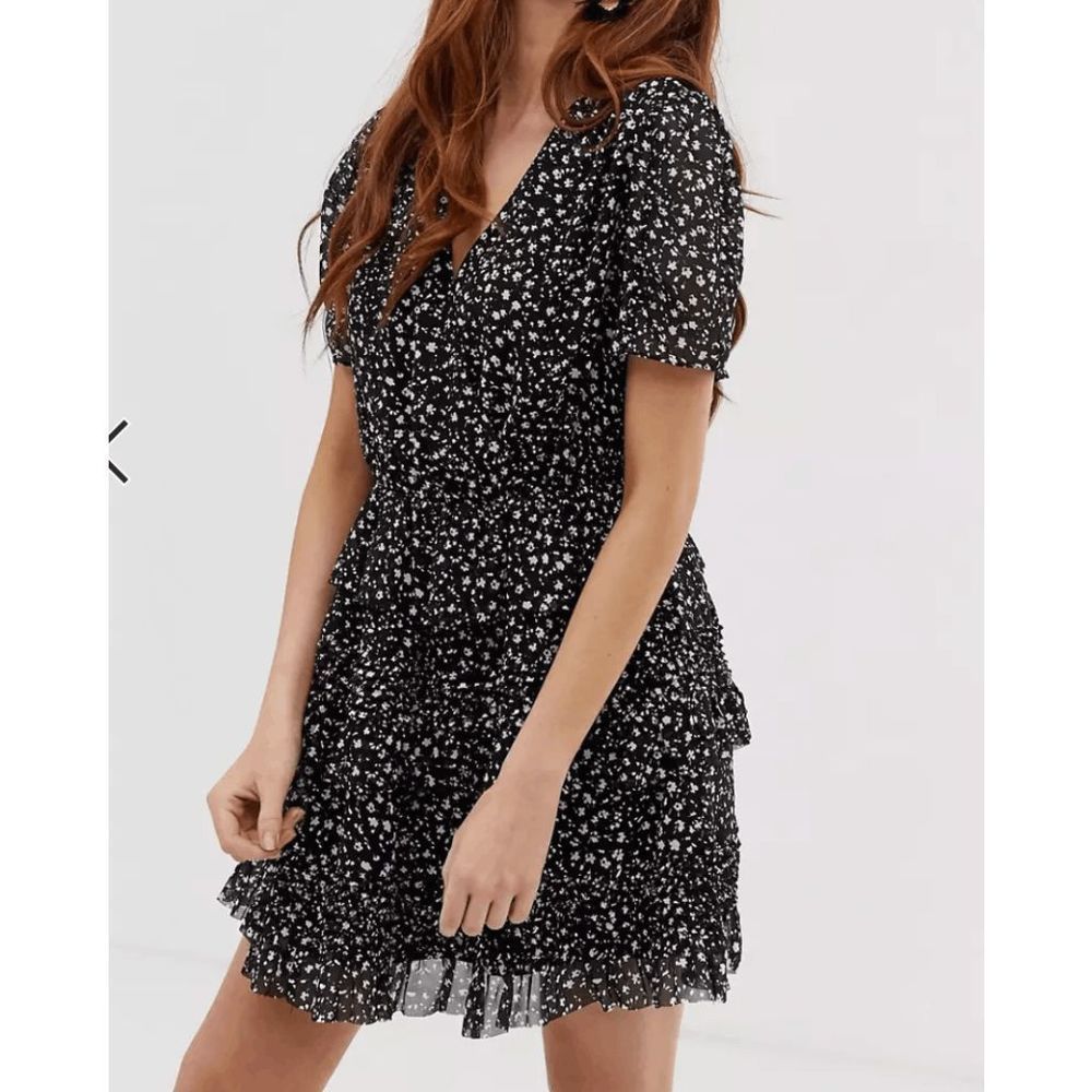 All Saints Black and White Floral Mini Dress